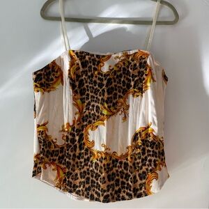 Miaou Leopard and Gold Patterned Tank Top